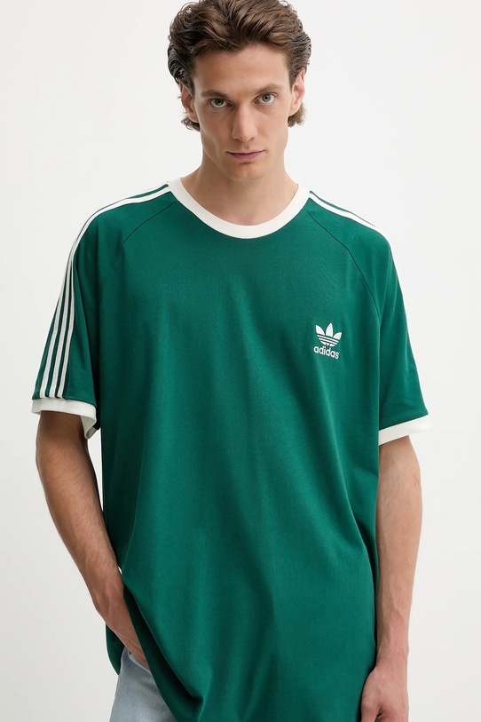 adidas Originals t-shirt bawełniany 3-Stripes zielony KA0471