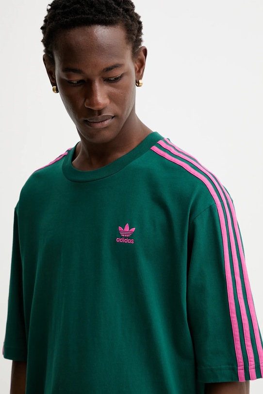 Βαμβακερό μπλουζάκι adidas Originals Oversize Tee πράσινο KA0477