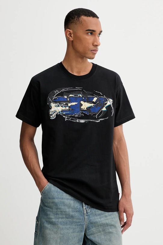 Diesel tricou din bumbac T-NORM-T11 print negru A19571.0PLAT