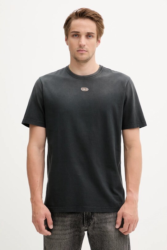 Diesel t-shirt bawełniany T-ADJUST-T1 aplikacja czarny A19630.0CHBI