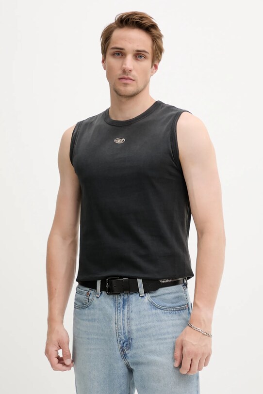 Diesel t-shirt bawełniany T-BRICO-NEW regular czarny A19632.0CHBI