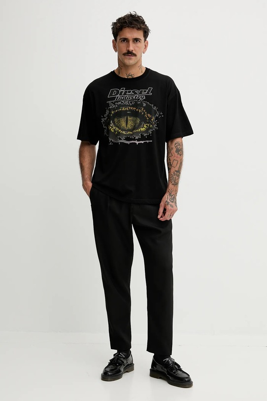 Diesel t-shirt bawełniany T-BOXT-T25 A19640.0PLAT czarny AW25
