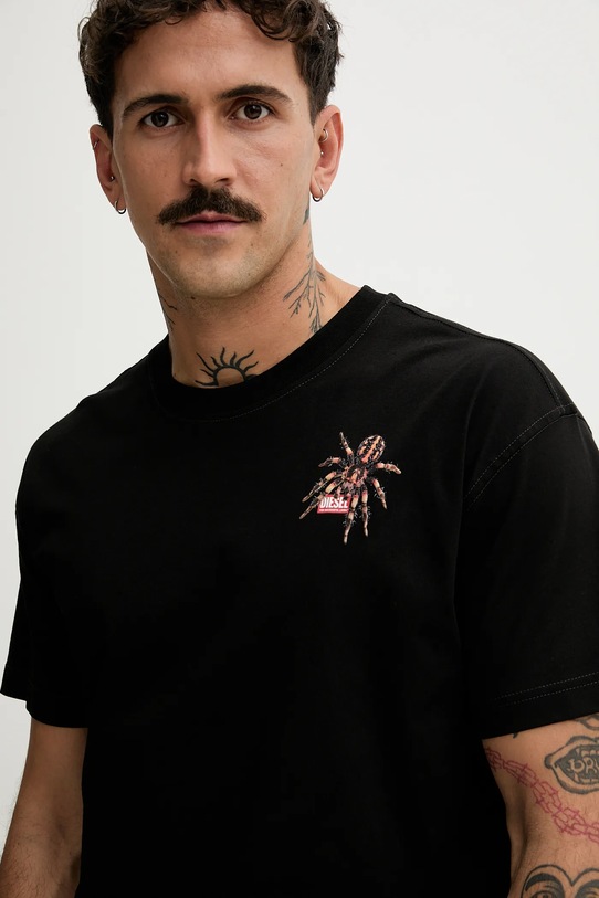 Diesel t-shirt bawełniany T-NORM-SPIDER czarny A19662.0QIAM