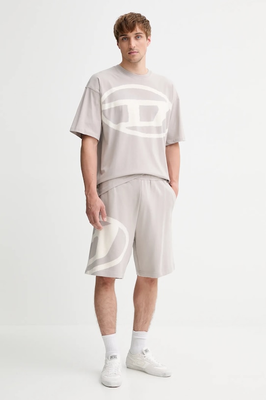 Diesel t-shirt bawełniany T-BOXT-BLEACH A14872.0QKAS szary AW25