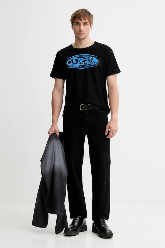 Diesel t-shirt bawełniany T-NORM-T1 A18660.0QKAP czarny AW25