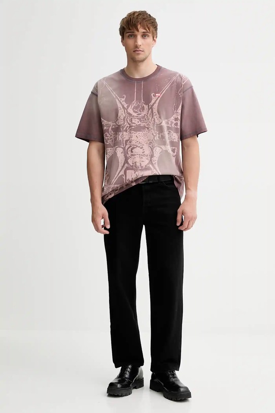 Diesel t-shirt bawełniany T-BOXT-T13 A19314.0KIBW brązowy AW25
