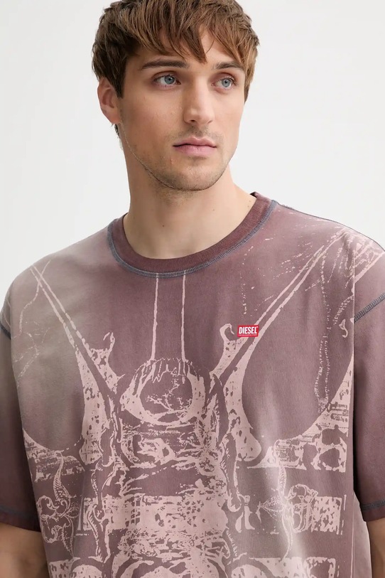 Diesel t-shirt bawełniany T-BOXT-T13 brązowy A19314.0KIBW
