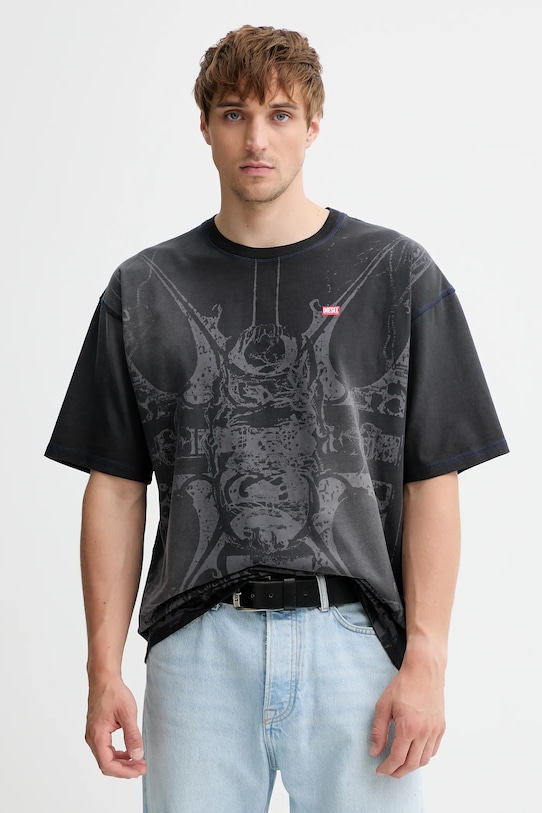 Diesel t-shirt bawełniany T-BOXT-T13 nadruk szary A19314.0KIBW