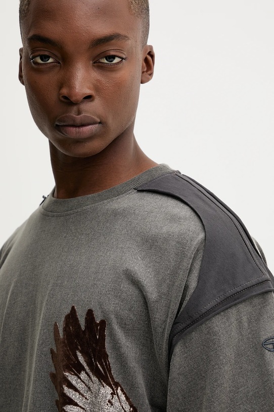 Diesel t-shirt bawełniany T-BOXT-PEELOFF szary A19321.0KIBX