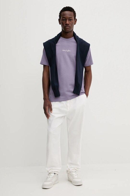 Marc O'Polo t-shirt bawełniany 5000006584 fioletowy AW25