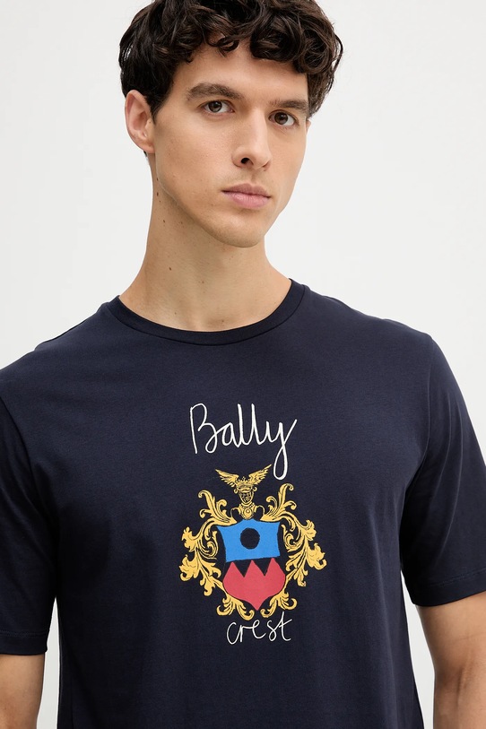 Бавовняна футболка Bally темно-синій MJE0AB