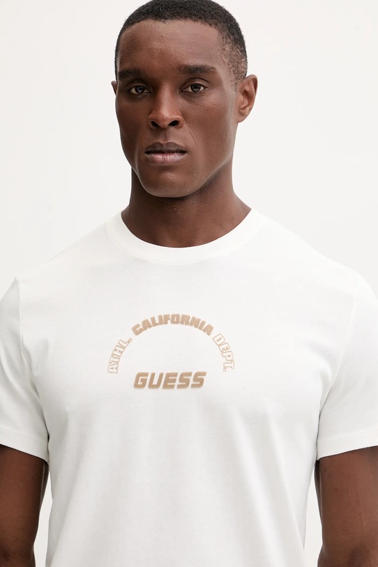 Guess t-shirt bawełniany SHIRO beżowy Z5BI05.I3Z14