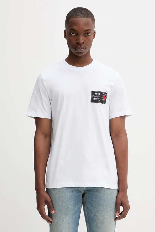 MSGM t-shirt bawełniany bawełna biały 3940MM118.257798