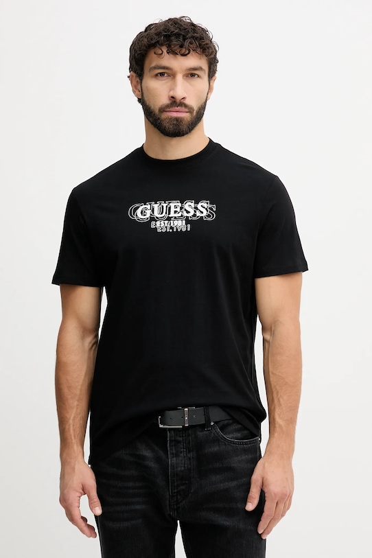 Guess t-shirt bawełniany nadruk czarny M5BI05.I3Z14