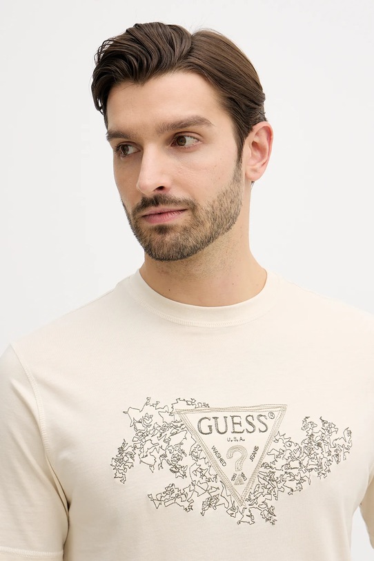 Guess t-shirt bawełniany beżowy M5BI07.I3Z14