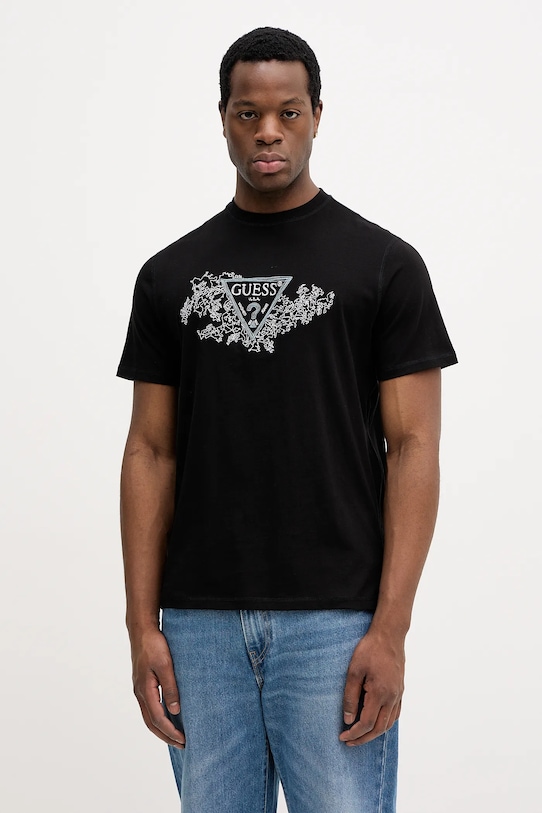 Bavlněné tričko Guess regular černá M5BI07.I3Z14