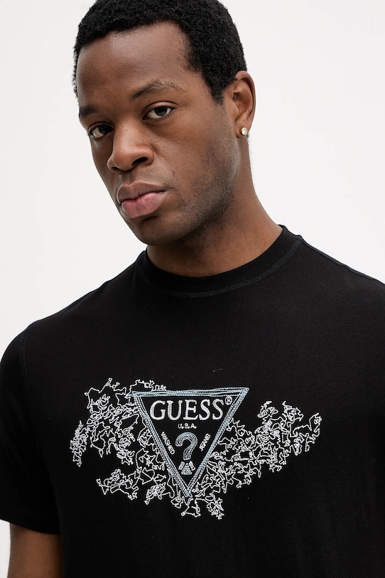 Bavlněné tričko Guess černá M5BI07.I3Z14