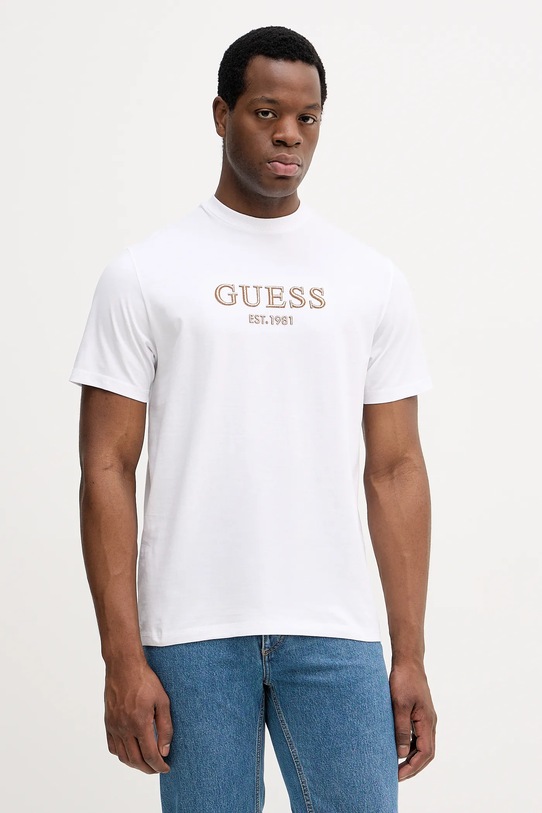 Βαμβακερό μπλουζάκι Guess βαμβάκι λευκό M5BI09.K8FQ4