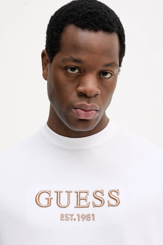 Βαμβακερό μπλουζάκι Guess λευκό M5BI09.K8FQ4