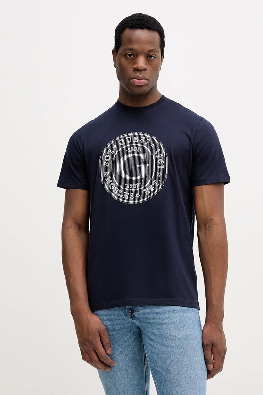 Guess t-shirt bawełniany regular granatowy M5BI15.K8FQ4
