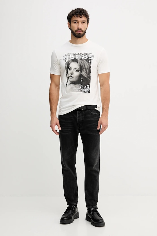 Guess t-shirt bawełniany M5BI53.KBW41 beżowy AW25