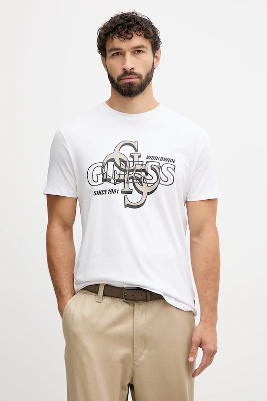 Guess t-shirt bawełniany nadruk biały M5BI72.I3Z14