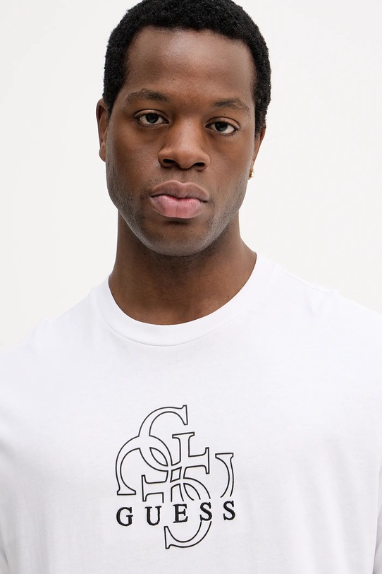 Βαμβακερό μπλουζάκι Guess λευκό M5BI76.I3Z14