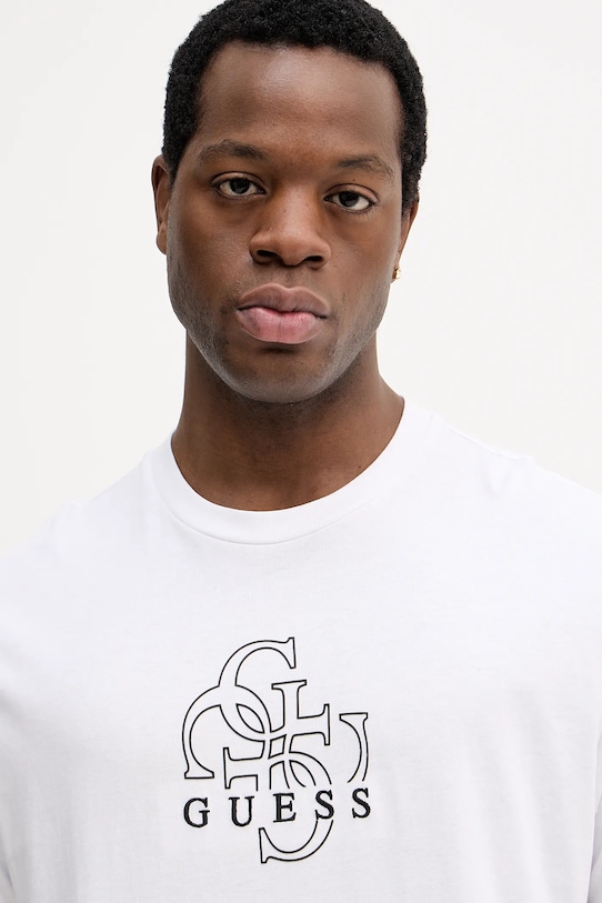 Βαμβακερό μπλουζάκι Guess λευκό M5BI76.I3Z14