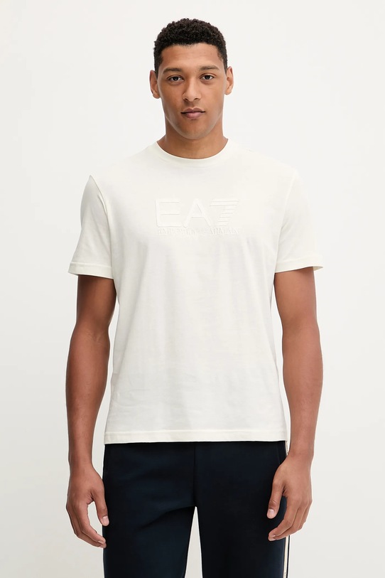 EA7 Emporio Armani t-shirt bawełniany regular beżowy AF10375.7M000898