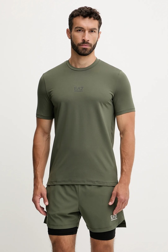 EA7 Emporio Armani t-shirt treningowy z elastanem zielony AF17770.7M000635