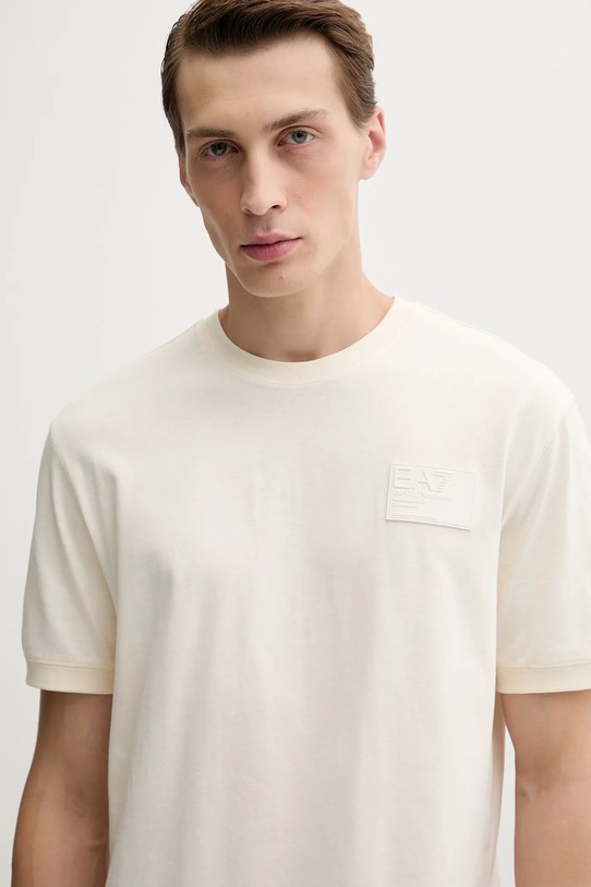 Памучна тениска EA7 Emporio Armani бежов AF13741.7X000127