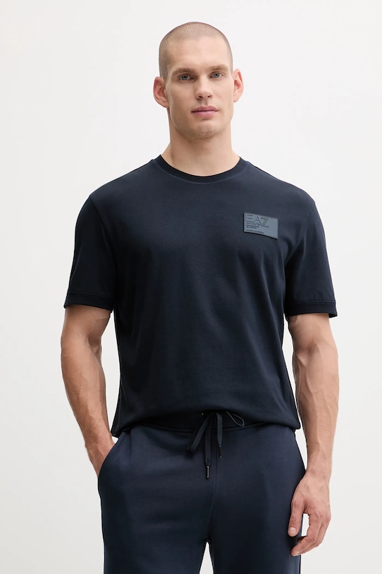 Pamučna majica EA7 Emporio Armani pamuk mornarsko plava AF13741.7X000127