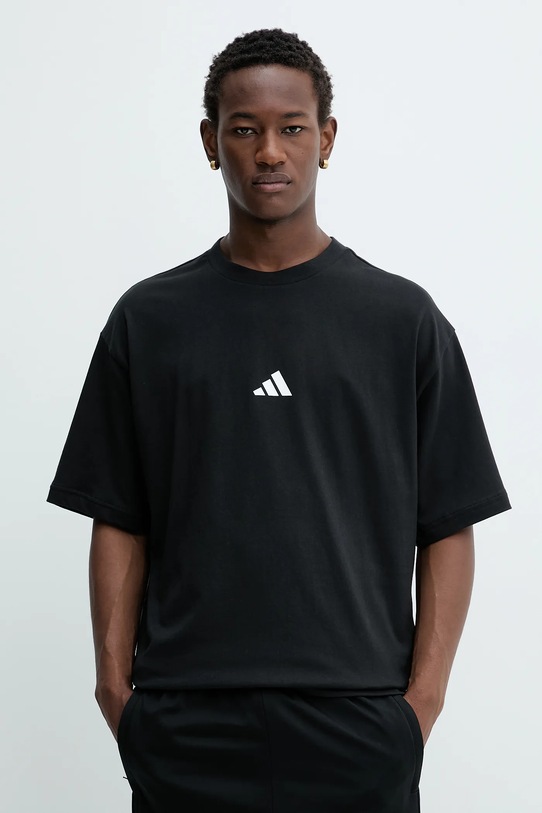 Bavlněné tričko adidas Future Icons kulatý černá JC5338