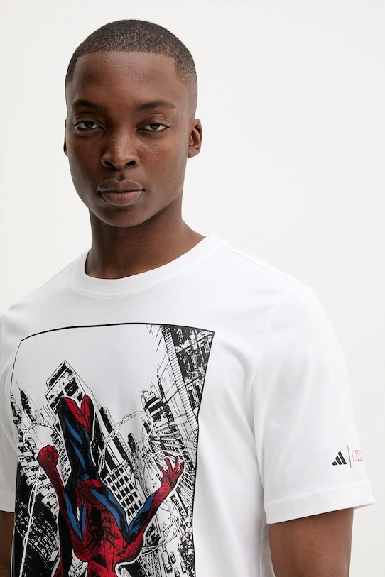 Bombažna kratka majica adidas Spiderman T-S bela JL5556