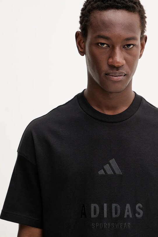 Βαμβακερό μπλουζάκι adidas All SZN μαύρο JL6549