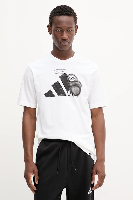 Хлопковая футболка adidas хлопок белый JL9256