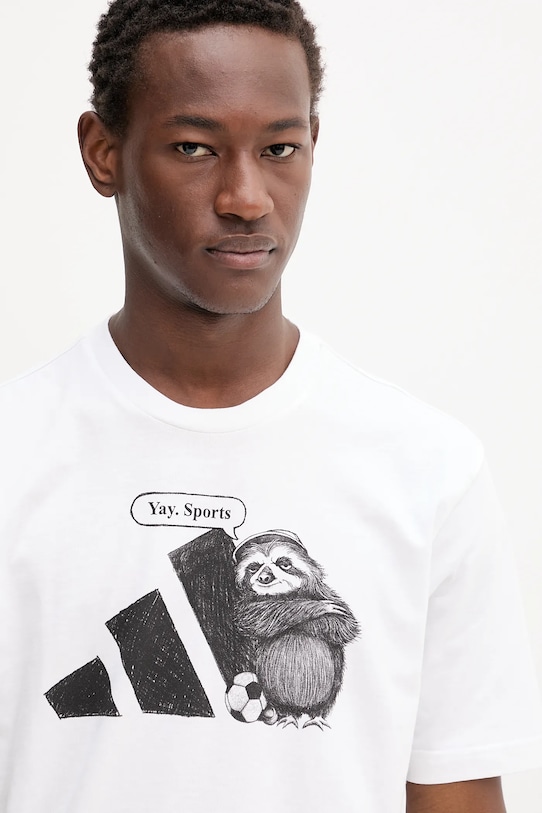 Хлопковая футболка adidas белый JL9256