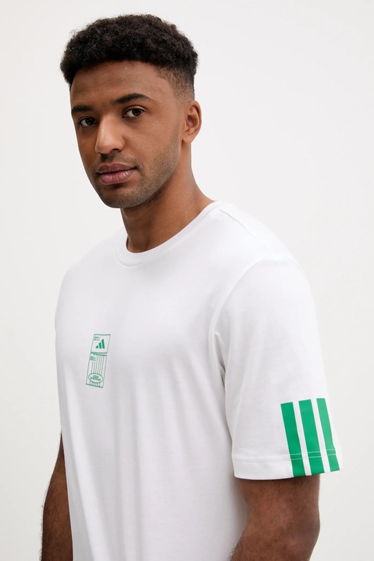 Βαμβακερό μπλουζάκι adidas Stadium Ticket Loose Graphic T-Shirt λευκό JM6473