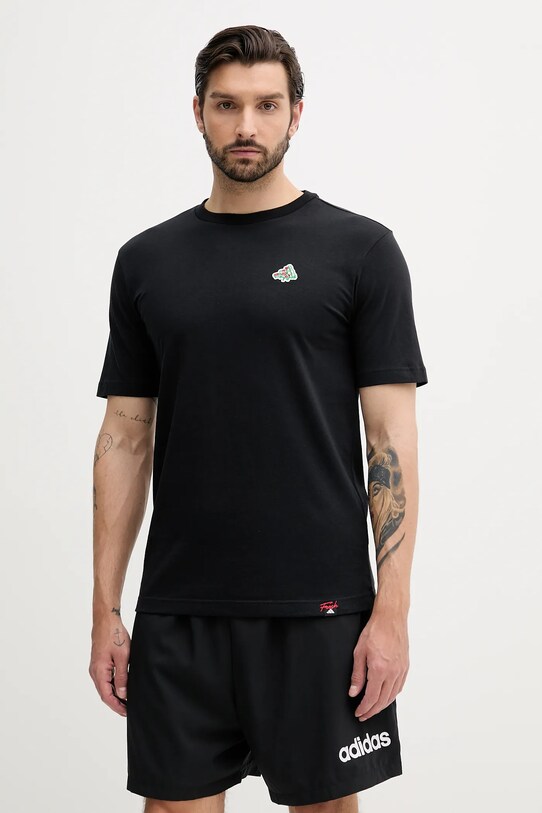 adidas pamut póló Mini Pizza Graphic Tee pamut fekete JM6483