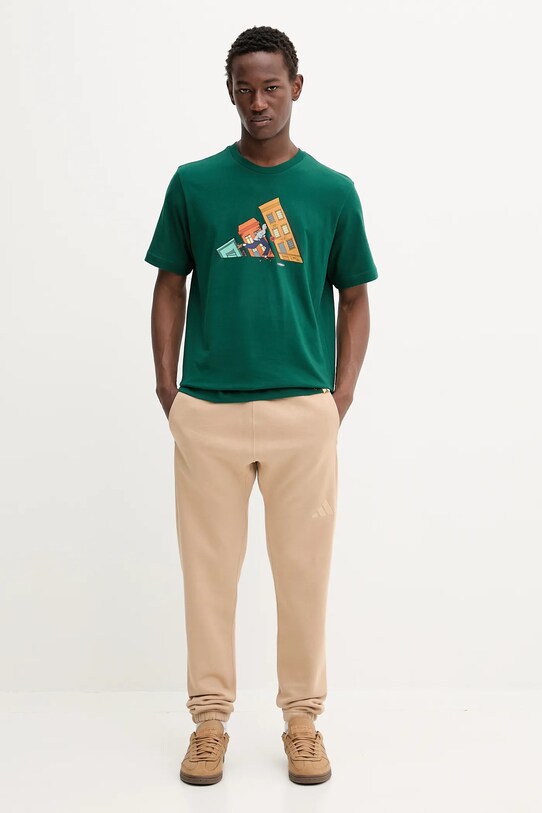 Хлопковая футболка adidas Doodle Hunt Skate Graphic T-Shirt JM6500 зелёный AW25