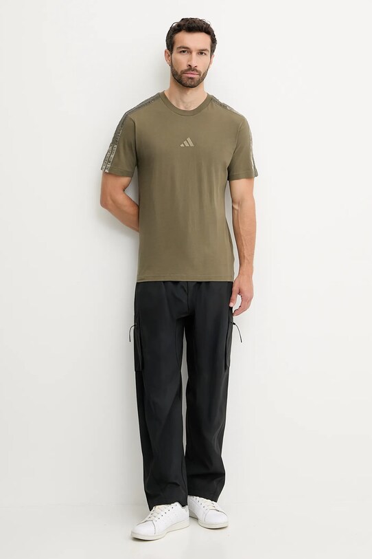 Bavlněné tričko adidas AOP Colourblock T-Shirt JM9201 zelená AW25