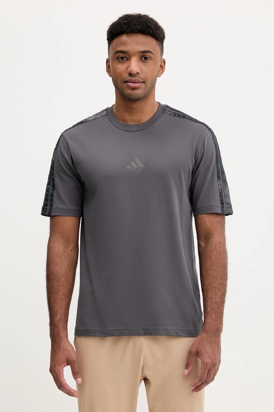adidas t-shirt bawełniany AOP Colourblock T-Shirt bawełna szary JM9203