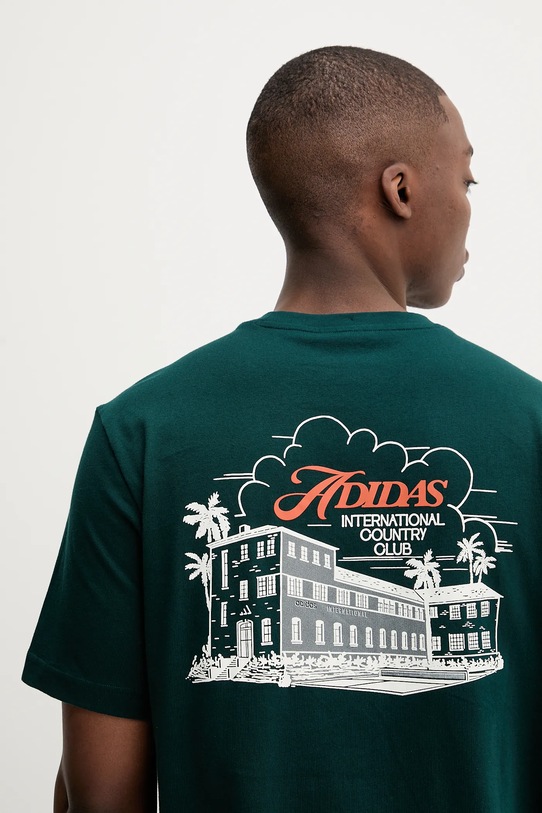 Памучна тениска adidas Club Scenic JV8447 зелен
