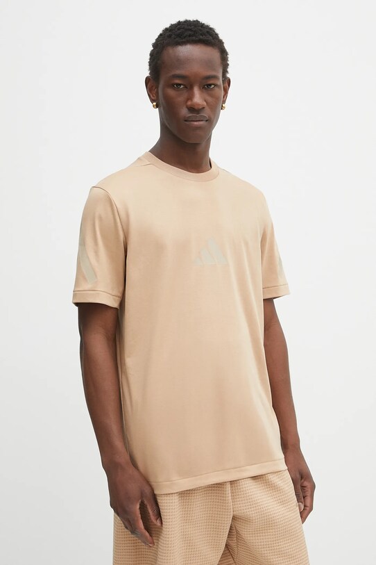 Bavlněné tričko adidas x Z.N.E potisk béžová JW4737