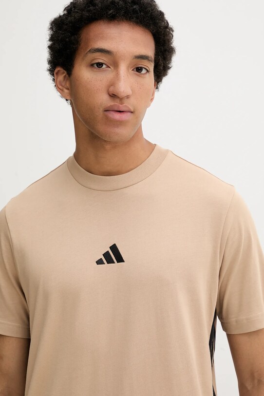 adidas t-shirt bawełniany Essentials beżowy JX0734
