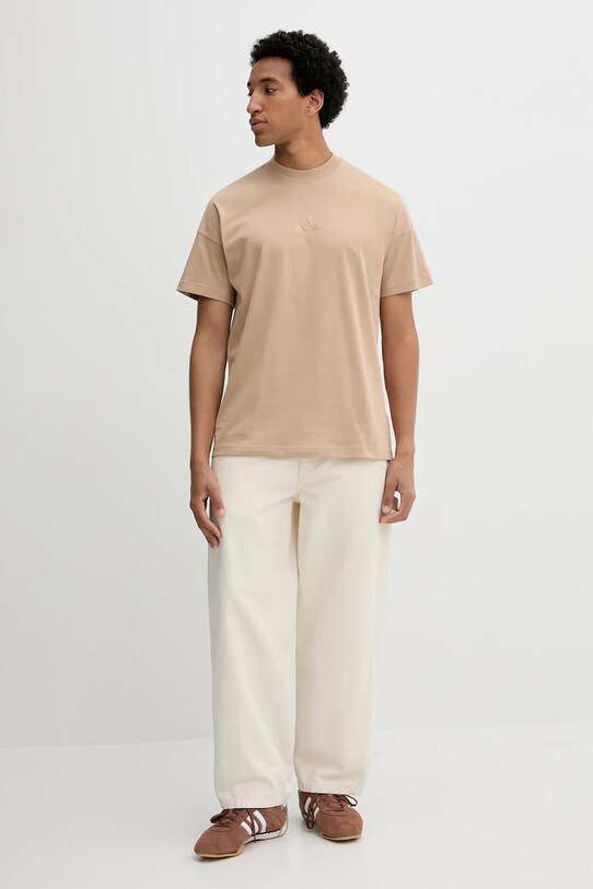 adidas t-shirt bawełniany All SZN JX5083 beżowy AW25