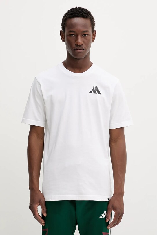 Ρούχα Βαμβακερό μπλουζάκι adidas JY1828 λευκό