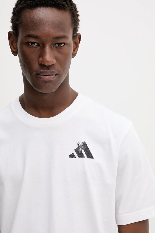 Βαμβακερό μπλουζάκι adidas λευκό JY1828