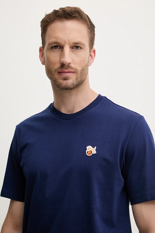 Памучна тениска adidas тъмносин JZ7446