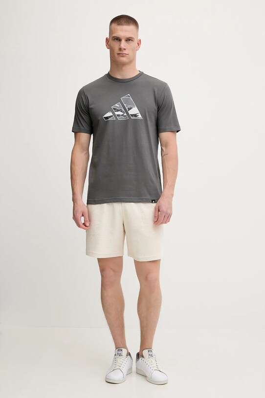 adidas pamut póló Camo Logo KA7130 szürke AW25